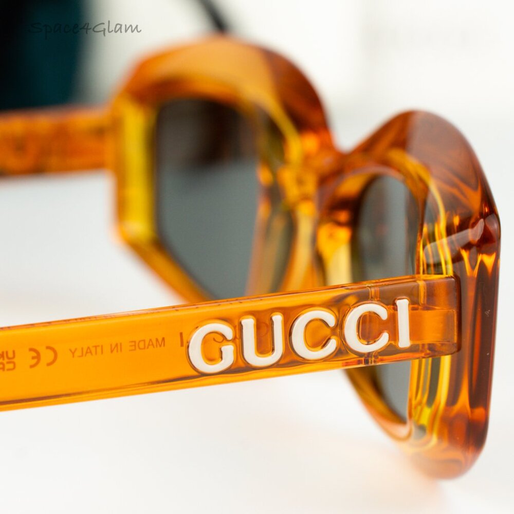 BRAND NEW Gucci GG1719S 005 Orange Grey Women Square Sunglasses GG 1719S - Picture 4 of 8